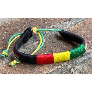 Red Green Yellow Black Threaded Bracelet